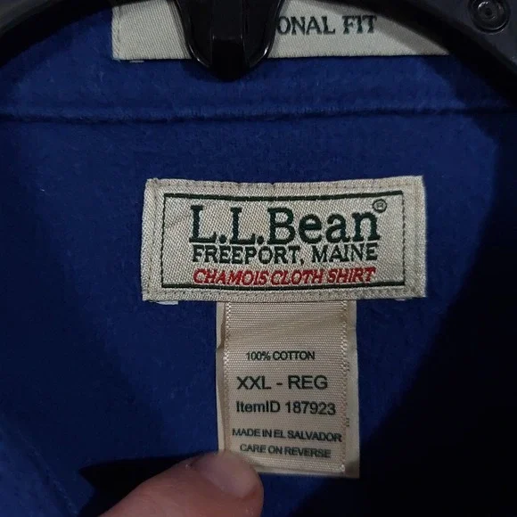L.L. Bean Shirt Mens 2XL Blue Flannel Chamois Cloth Long Sleeve Shacket Heavy - Picture 3 of 13